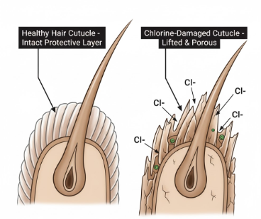 How Chlorine Strips and Damages the Hair Cuticle