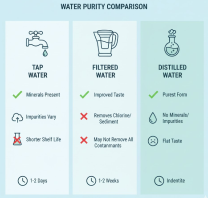The Importance of Water Quality: Tap, Filtered, or Distilled?