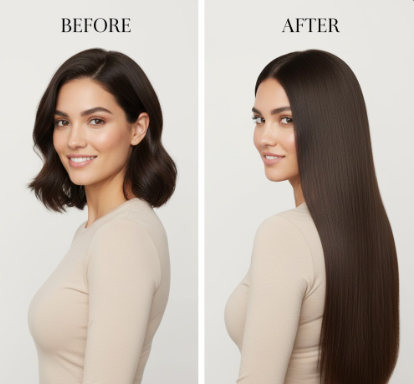 Visualizing the Look: Before and After 18-Inch Hair