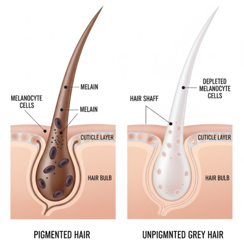 The Biology of Melanin and Canities of Salt and Pepper Hair